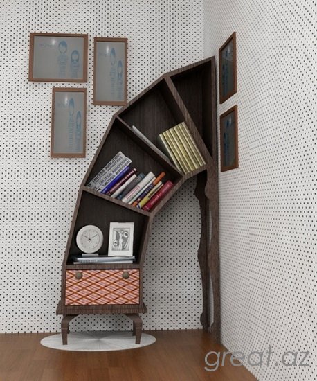 Необычные книжные полки, шкафы и подставки для книг (31 фото)