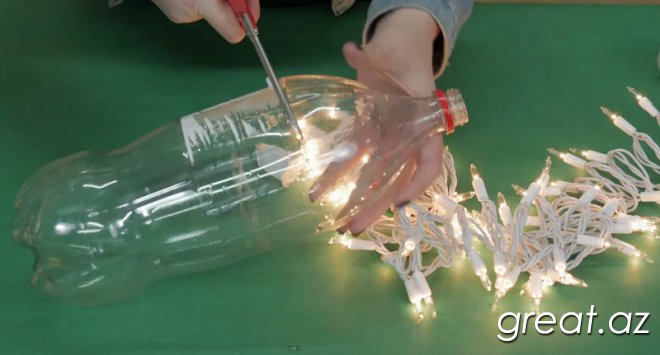 Новогодний фонарик из пластиковой бутылки